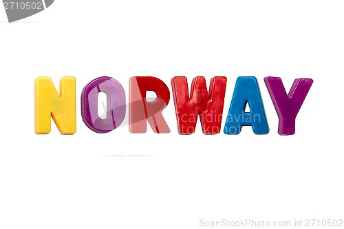 Image of Letter magnets NORWAY isolated on white