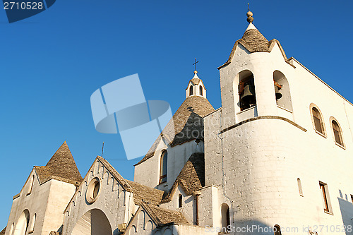 Image of San Antonio trullo church in Alberobello, Italy