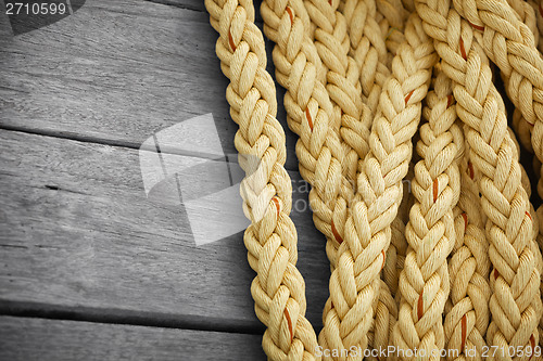 Image of Vintage nautical knots background with copy-space. Marine sea ro