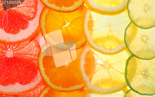 Image of Sliced citrus fruits background 