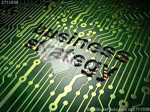 Image of Business concept: Business Strategy on circuit board background