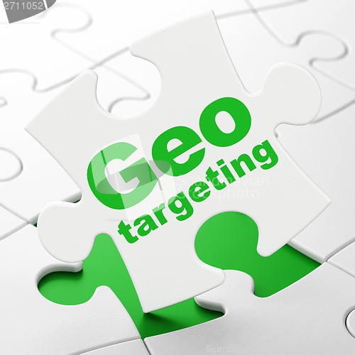 Image of Business concept: Geo Targeting on puzzle background