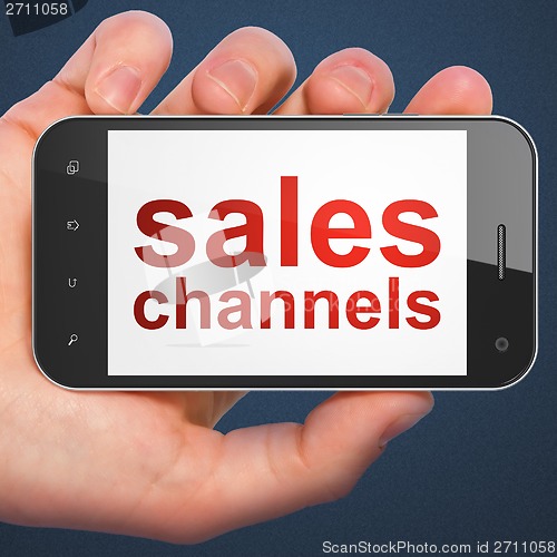 Image of Marketing concept: Sales Channels on smartphone