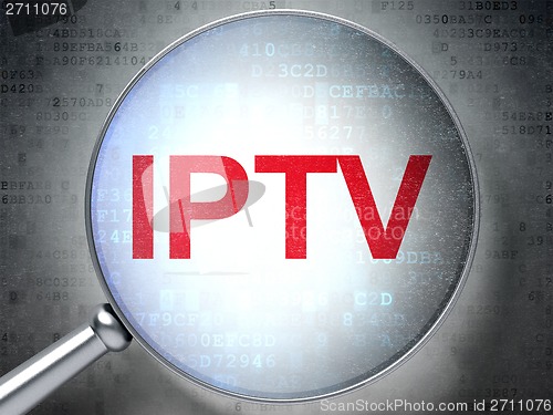 Image of SEO web development concept: IPTV with optical glass