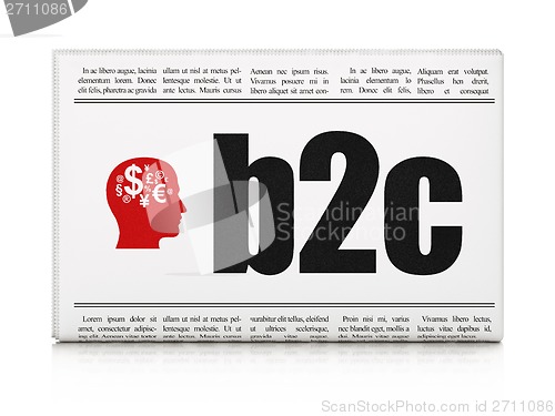 Image of Business concept: newspaper with B2c and Head With Finance Symbol