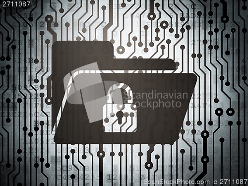 Image of Finance concept: circuit board with Folder With Lock