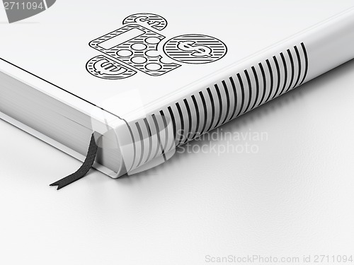 Image of Business concept: closed book, Calculator on white background