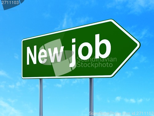 Image of Business concept: New Job on road sign background