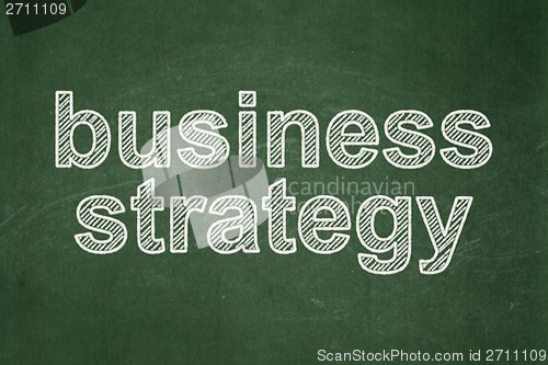 Image of Business concept: Business Strategy on chalkboard background