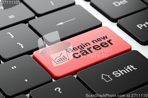 Image of Finance concept: Growth Graph and Begin New Career on computer keyboard background