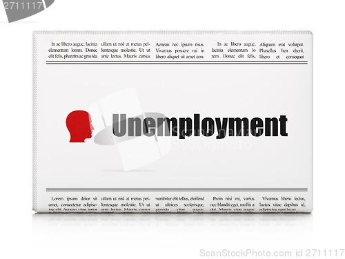 Image of Finance concept: newspaper with Unemployment and Head