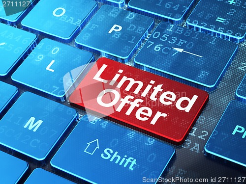 Image of Finance concept: Limited Offer on computer keyboard background