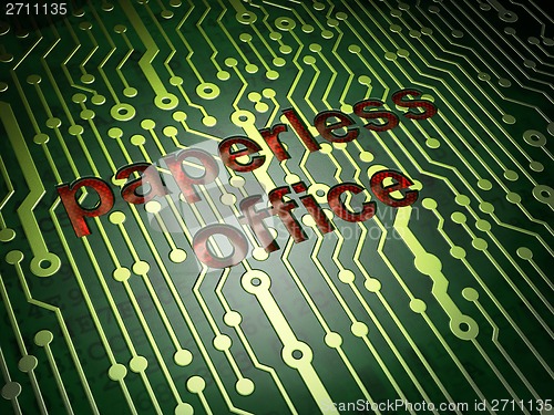 Image of Business concept: Paperless Office on circuit board background