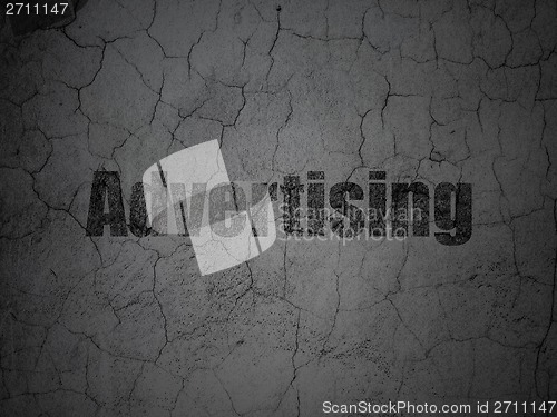 Image of Advertising concept: Advertising on grunge wall background