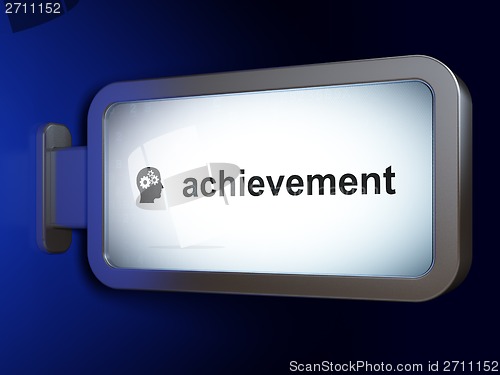 Image of Education concept: Achievement and Head With Gears on billboard background