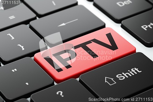 Image of Web design concept: IPTV on computer keyboard background