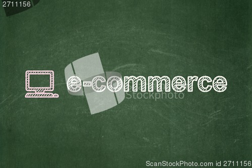 Image of Business concept: Computer Pc and E-commerce on chalkboard background