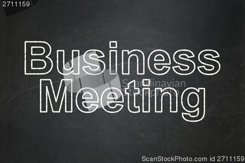 Image of Finance concept: Business Meeting on chalkboard background