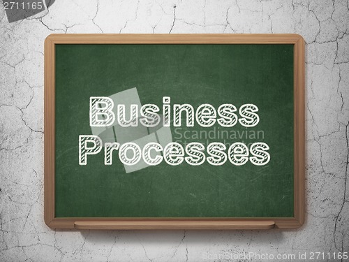 Image of Finance concept: Business Processes on chalkboard background