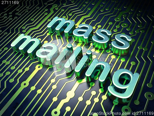 Image of Advertising concept: Mass Mailing on circuit board background