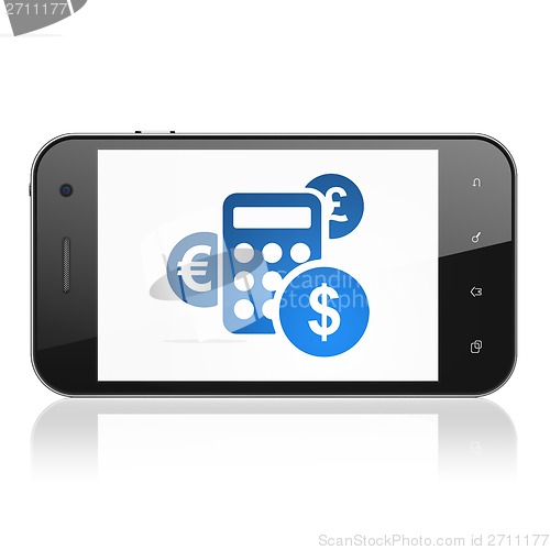 Image of Business concept: Calculator on smartphone