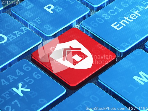 Image of Business concept: Shield on computer keyboard background