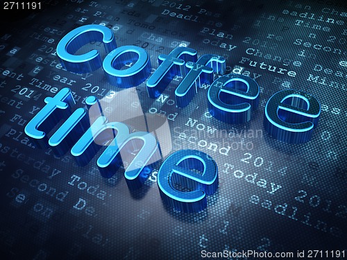 Image of Time concept: Blue Coffee Time on digital background