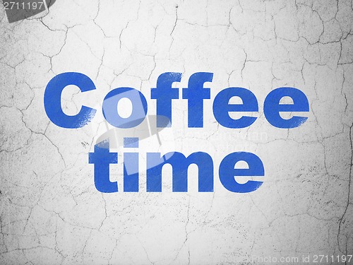 Image of Time concept: Coffee Time on wall background