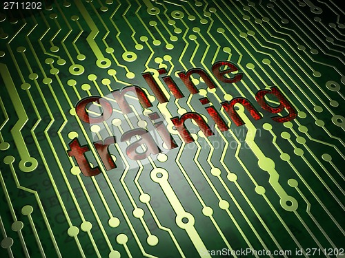 Image of Education concept: Online Training on circuit board background