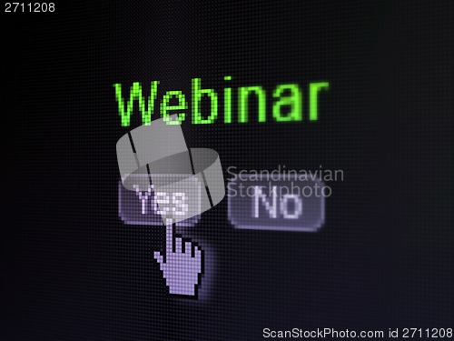 Image of Education concept: Webinar on digital computer screen