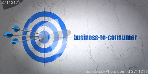 Image of Business concept: target and Business-to-consumer on wall background