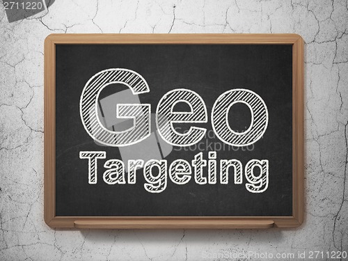 Image of Finance concept: Geo Targeting on chalkboard background