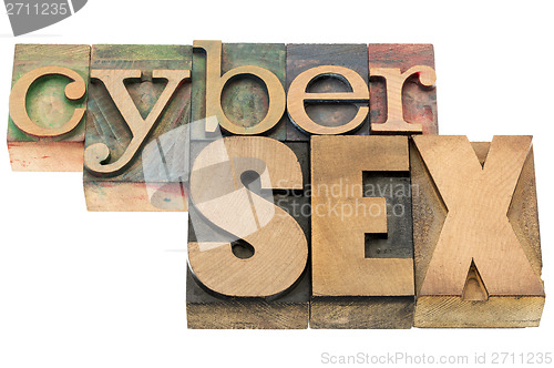 Image of cybersex word in wood type