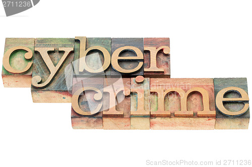 Image of cybercrime word in wood type