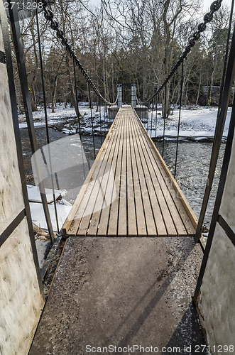 Image of Bridge across the canal in the spring