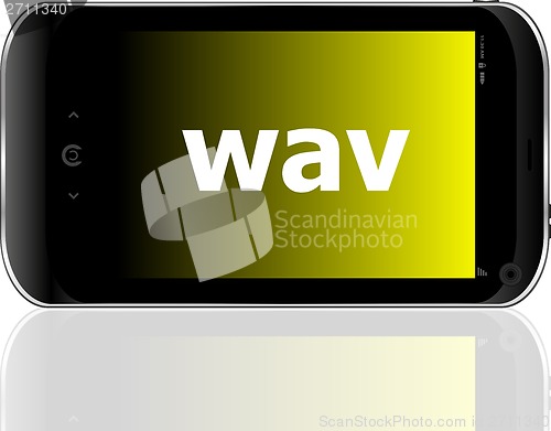 Image of Web development concept: smartphone with word wav on display