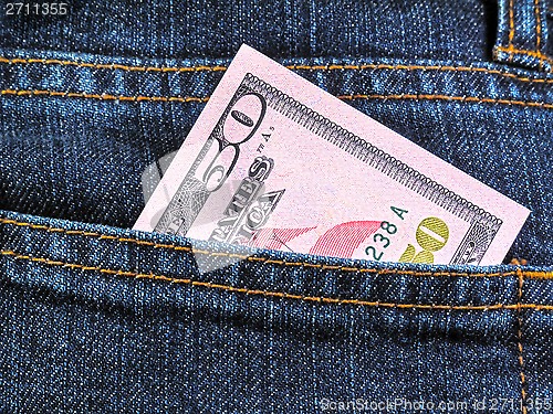 Image of Fifty dollars in jeans pocket