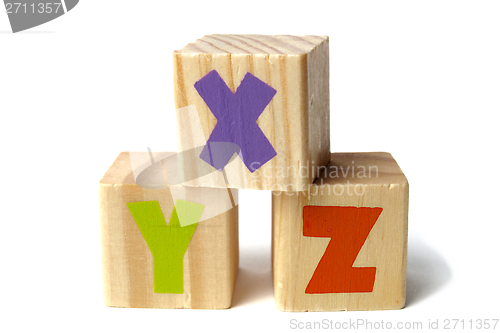 Image of Wooden blocks with XYZ letters