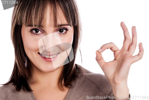 Image of Woman showing okay gesture