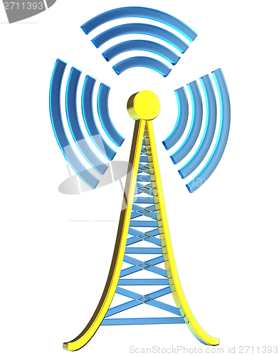 Image of digital transmitter sends signals from high tower