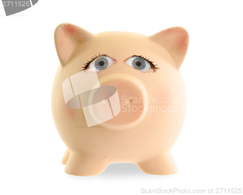 Image of Ceramic piggy bank with human eyes