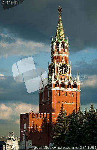 Image of Kremlin. Spasskaya tower. Moscow. Russia