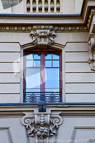 Image of old wall window  centre   of city lugano Switzerland 