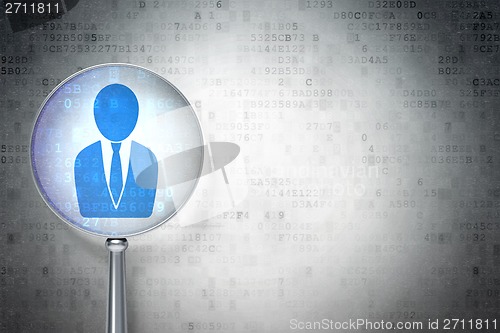 Image of Marketing concept:  Business Man with optical glass on digital background