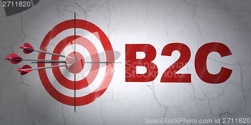Image of Business concept: target and B2c on wall background
