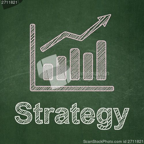 Image of Business concept: Growth Graph and Strategy on chalkboard background