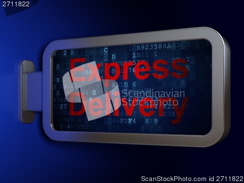 Image of Finance concept: Express Delivery on billboard background