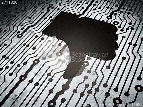 Image of Social media concept: circuit board with Thumb Down