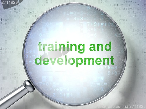 Image of Education concept: Training and Development with optical glass