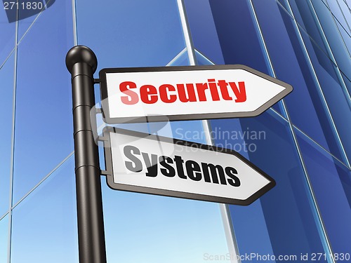 Image of Security concept: sign Security Systems on Building background